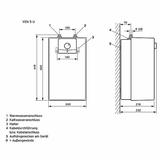 Vaillant Elektro-Warmwasserspeicher EloSTOR VEN 5/7-7 U Exclusive, Niederdruck - 0010021138 2 Vaillant Elektro-Warmwasserspeicher EloSTOR VEN 5/7-7 U Exclusive, Niederdruck - 0010021138 – Bild 2