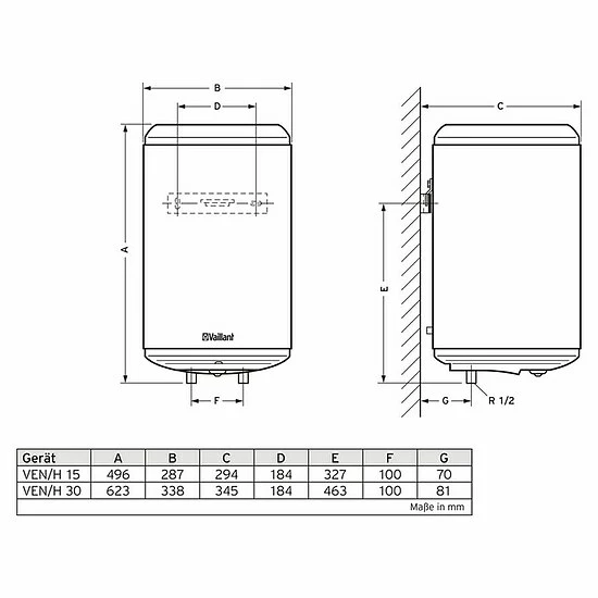 Vaillant Elektro-Warmwasserspeicher VEN H 15/6, Druckfest - 0010013002 2 Vaillant Elektro-Warmwasserspeicher VEN H 15/6, Druckfest - 0010013002 – Bild 2
