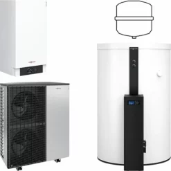 Viessmann Split Luft/Wasser-Wärmepumpe Vitocal 200-S AWB-E-AC 201.D16 400V Mit Regelung Vitotronic 200, Pufferspeicher 120-E SVW 600l + Frischwasser-Modul - Z015550